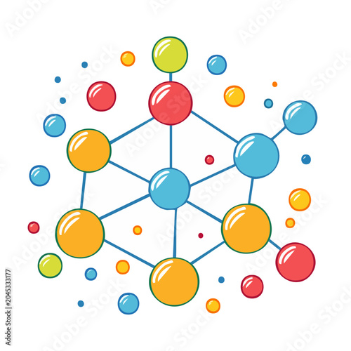 Colorful molecule structure with atoms and connections