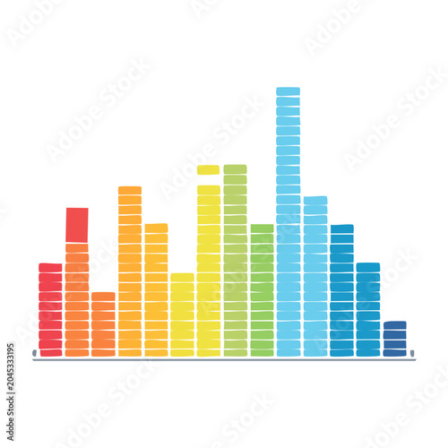 Colorful sound equalizer bars on white background
