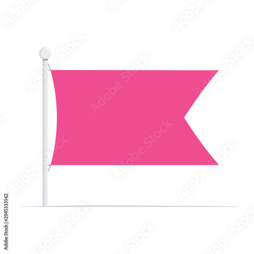 Pink flag on a pole, flat design illustration