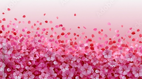 watercolor cherry blossom background with cascading pink floral petals