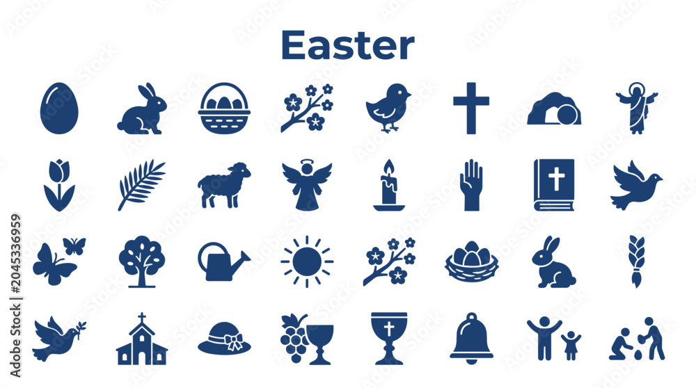 Naklejka premium Easter holiday icons and symbols collection for religious celebrations and spring festivals
