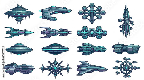 Foto Collection of futuristic science fiction spacecraft designs.