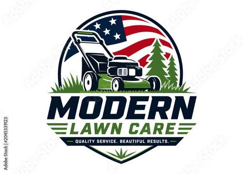 Fotografie Modern lawn care logo design