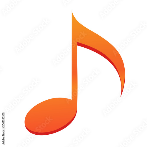 Orange 3D Music Note Icon