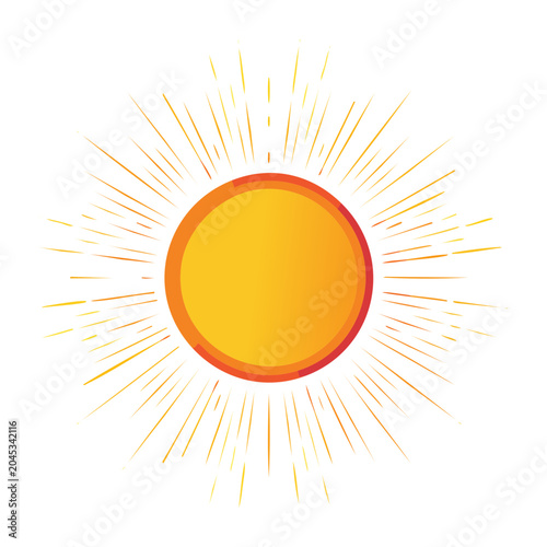 Stylized sun with radiating light rays
