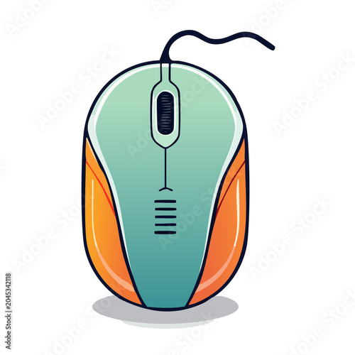 Teal and orange computer mouse illustration