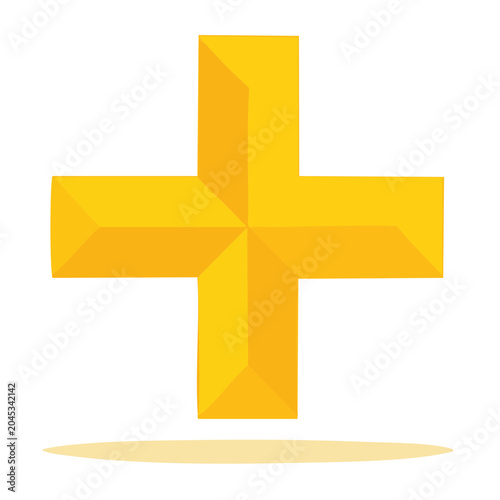 Yellow 3D Plus Sign Icon