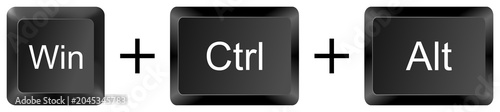 Фотография win ctrl alt computer keyboard shortcut key button 3d icon symbol sign isolated