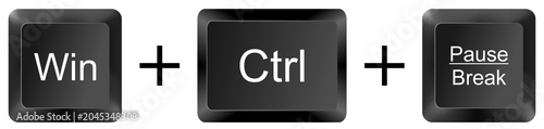 Photography win ctrl pause break computer keyboard shortcut key button 3d icon symbol sign i