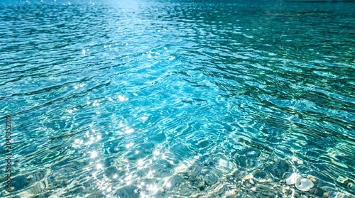 Clear turquoise water with sun reflections