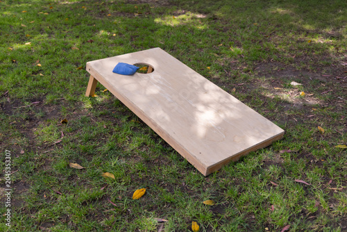 Cornhole game outdoor recreation in summer
