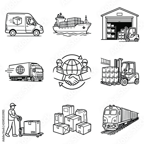 Logistics and Shipping Icons Set.