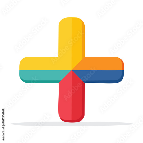Colorful flat design plus sign icon