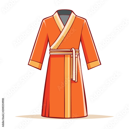 Orange Kimono Robe with Belt