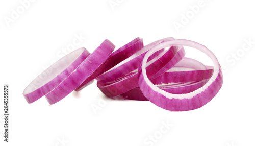 Bild auf Leinwand Sliced red onion on white background