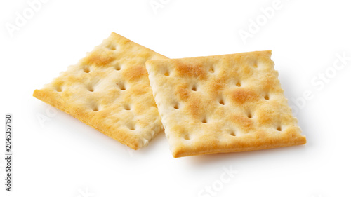 Crackers placed on a white background.