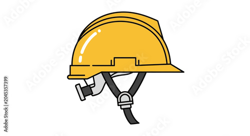 yellow hard hat with chin strap