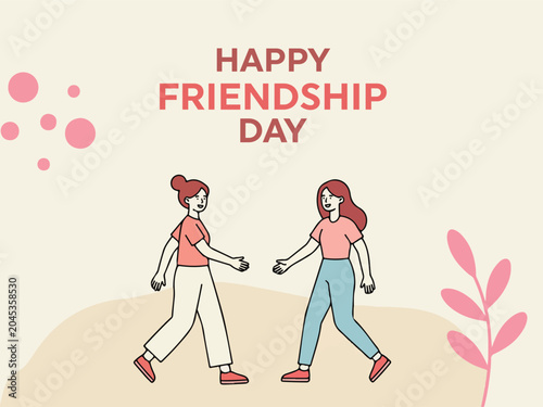 Φωτογραφία Two female figures walking towards each other a vector illustration with a paste
