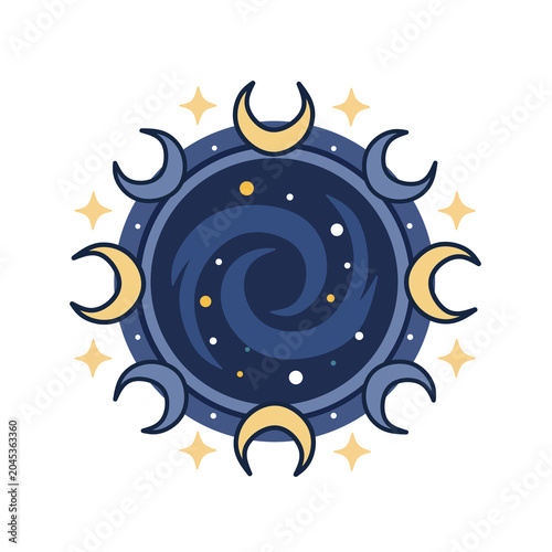 Mystical Moon Phases and Celestial Symbols Vector Illustration PNG Tomorrowland 