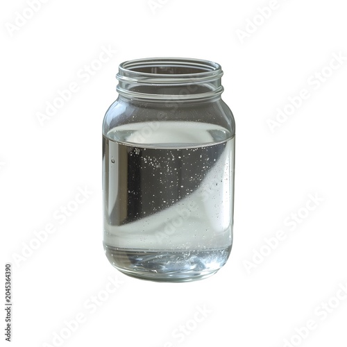 Untitled design - 1A clear glass mason jar filled with clean, transparent water showing fine air bubbles, isolated on a white background. Ideal for hydration, detox, and healthy lifestyle content.