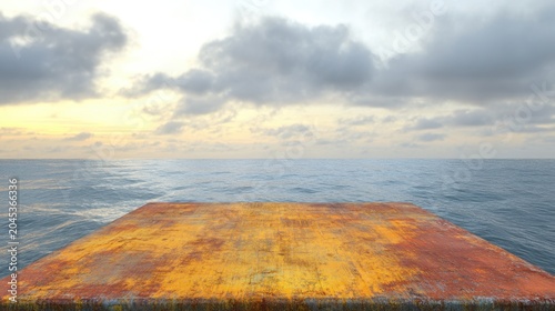 Helicopter Landing Pad Over Ocean with Natural Light