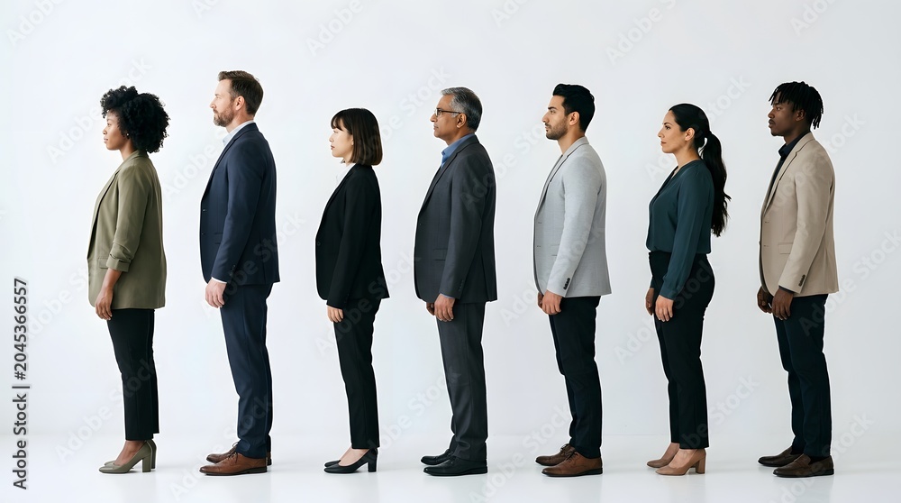 Fototapeta premium Diverse Business Professionals Standing in Line