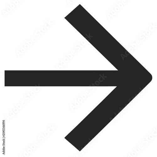 Clean minimalist black arrow icon pointing right with sharp corners and balanced geometry for clear directional signaling in modern user interfaces