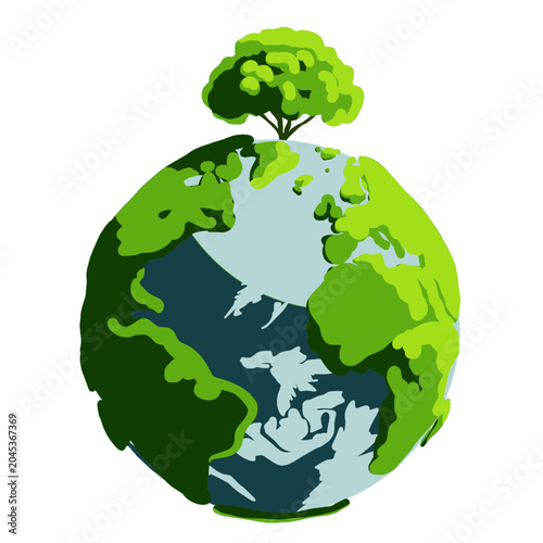 Illustration of Tree Growing on Earth