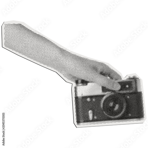 Retro Halftone Telephoto Camera Graphic