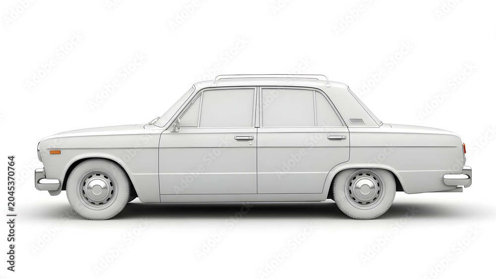 Obraz premium A sleek silver car is shown in profile against a clean white background