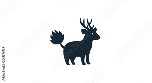 Fotografie Deer silhouette with unique antlers and bushy decorative tail