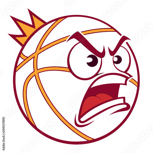 Fotografie Basketball sports angry cartoon mascot character vector illustration with crown,