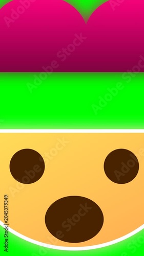 3D Neon Shocked Mind-Blown Emoji Animation with Pre-Explosion Shake on Vertical Chroma Key Green Screen 4k