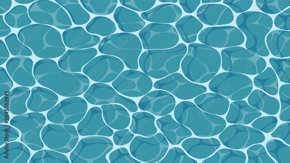 Obraz premium Seamless water ripple surface vector texture background with blue swimming pool reflections