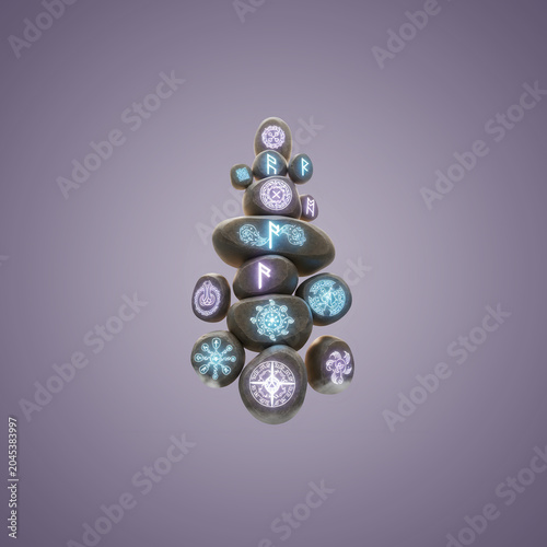 Stacked Gems and Jewels on Gray Background