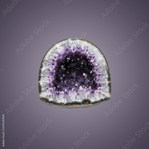 Cut Amethyst Geode with Crystals