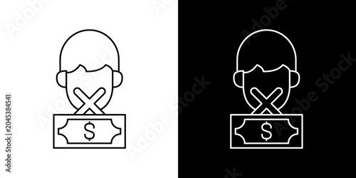 Fotografía Single icon of muzzled by money concept - silent due to financial influence or c