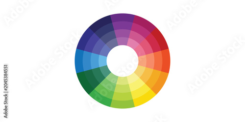 Color wheel vector. Circular gradient spectrum. Rainbow palette illustration. Vibrant design graphic.