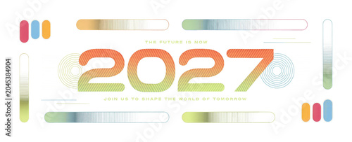 Colorful 2027 Number Design. Pastel Illustration Background. New Year Graphic Template.