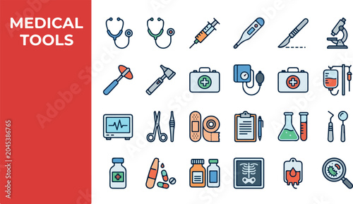 A vibrant collection of medical tools and equipment, illustrating the essential elements of healthcare and diagnosis for medic-30