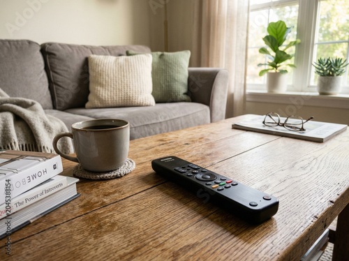 Remote control on table home entertainment lifestyle concept
