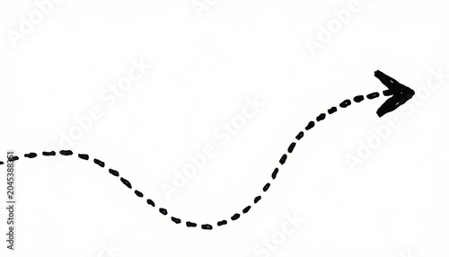Black dotted arrow, curved line, directional symbol, navigation icon, graphic element