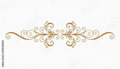 Elegant gold floral scroll, ornate border design, luxury decoration element, metallic swirl pattern