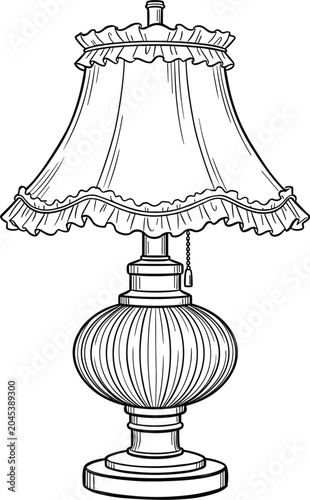 Fotografía PrintHand drawn vector illustration of a vintage table lamp with a decorative ru