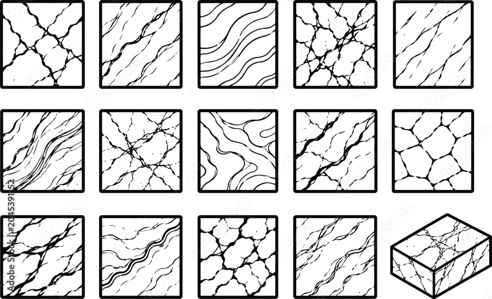 Obraz premium Landscape Architecture CAD Hatch Pattern Set Marble Stone Texture Vector Icons Luxury Outline Surface Patterns