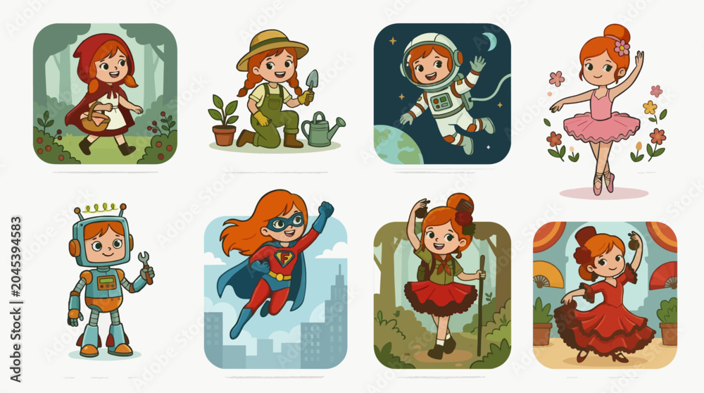 Fototapeta premium Professional Flat Design Character Illustrations Set For Commercial Use