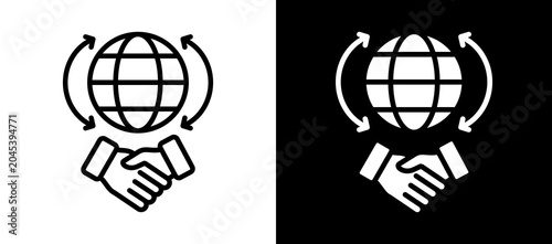 Bild auf Leinwand International Relations Icon Set In Black And White Filled Style Collection