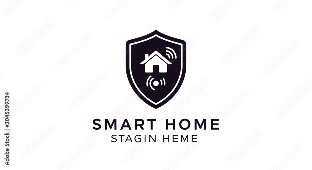 Fototapeta premium Smart home security system logo design.