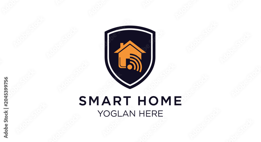 Naklejka premium Smart home technology logo design concept.