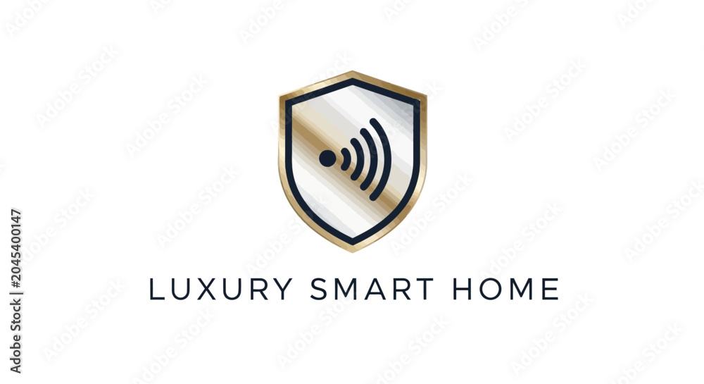 Naklejka premium Luxury smart home security system logo.